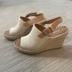 Toms Monica Wedge Sandals Cream